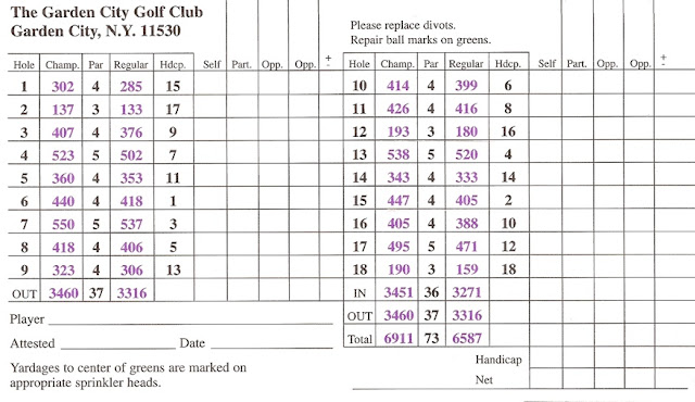 Garden City Country Club Golf Scorecards