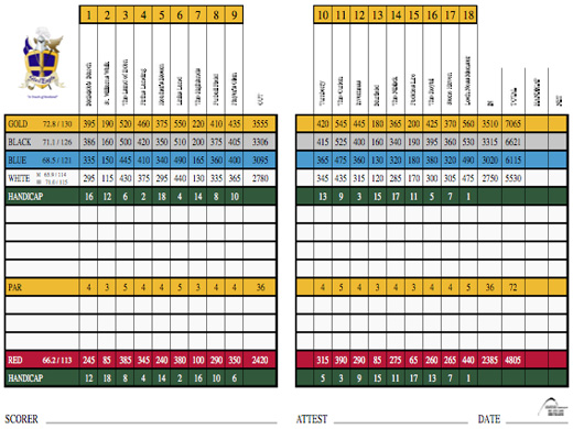 Glen Eagle Golf Course Golf Scorecards